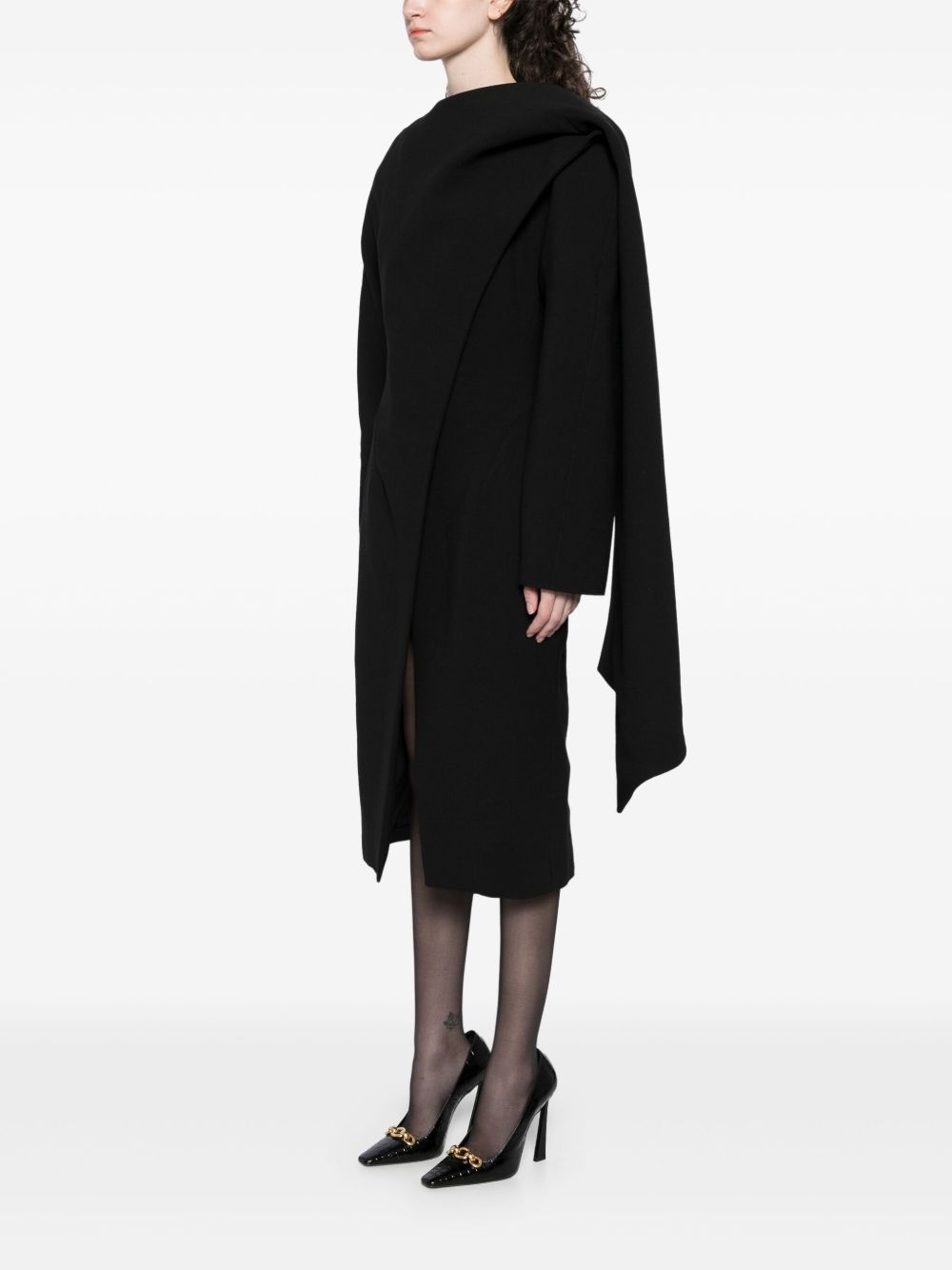 scarf wool coat - 3