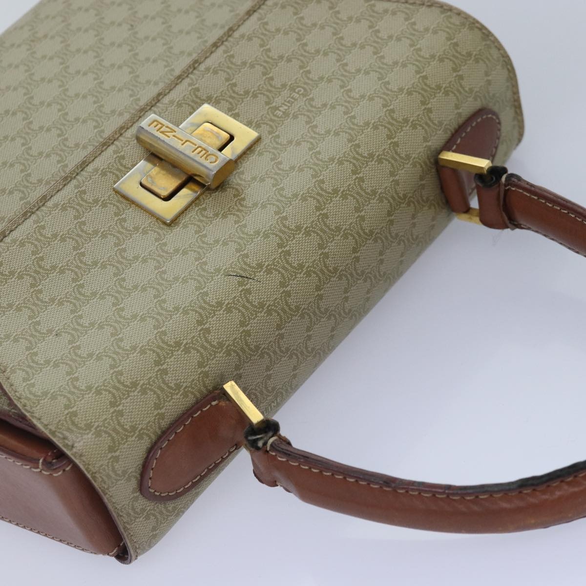 CELINE Macadam Canvas Hand Bag Pvc Leather Beige - 6