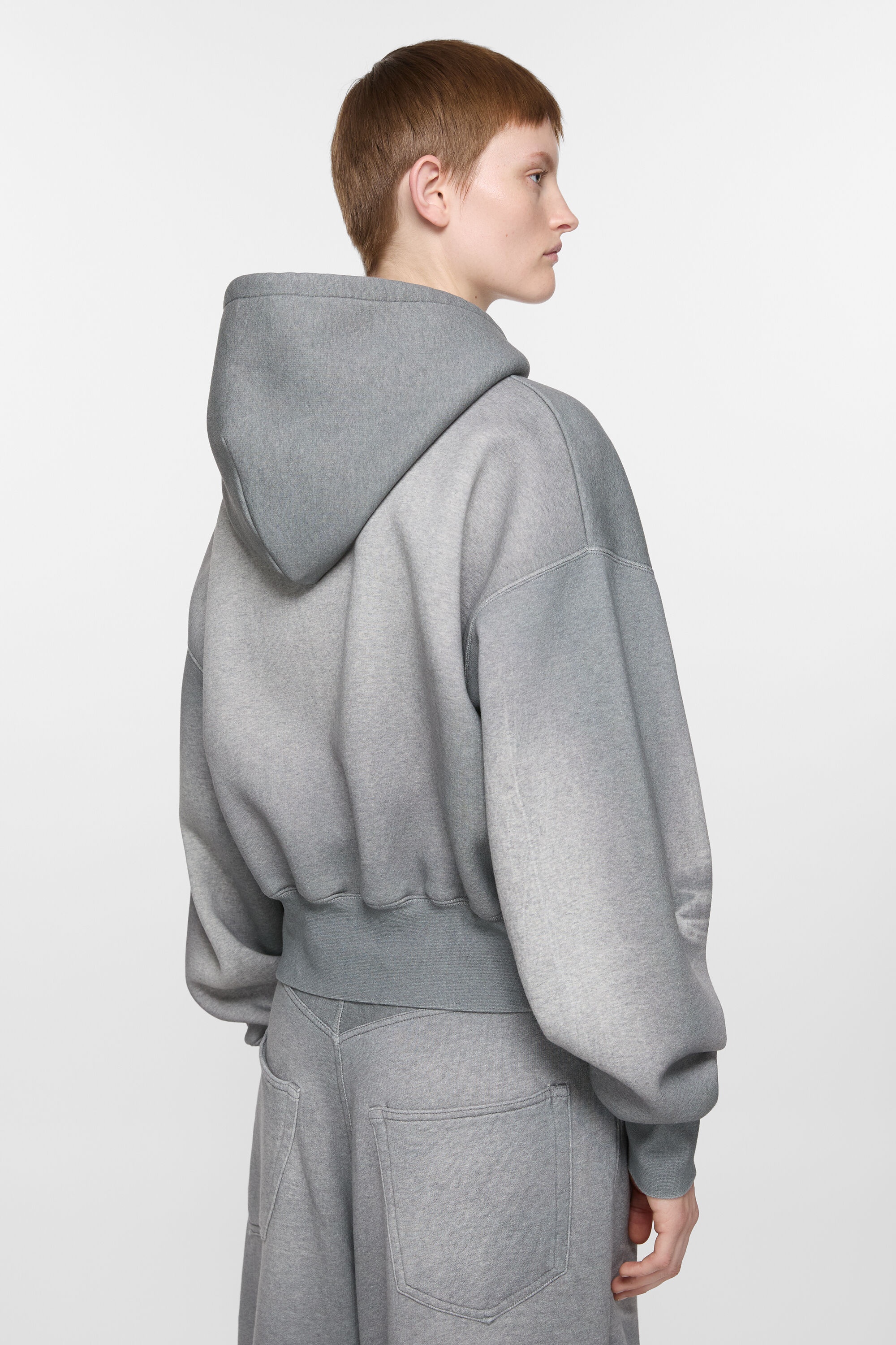 Hooded zipper sweater - Grey Melange - 3