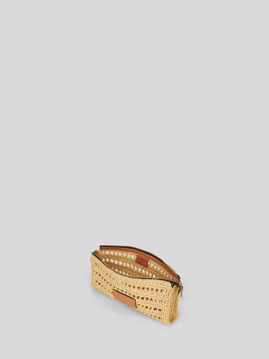 SMALL SHOULDER BAG IN PERFORATED RAFFIA - 4