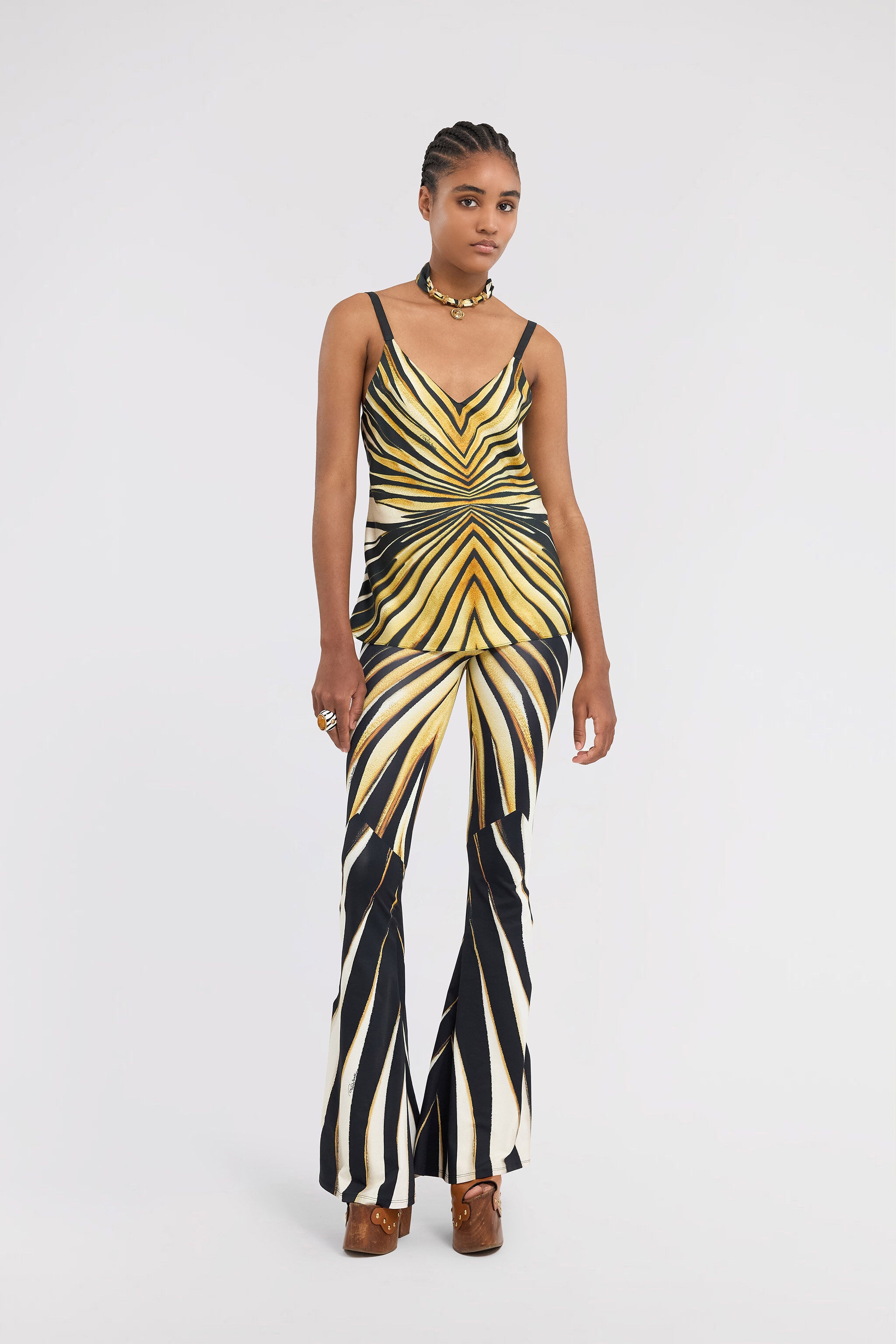 Ray Of Gold Print Silk Top - 2