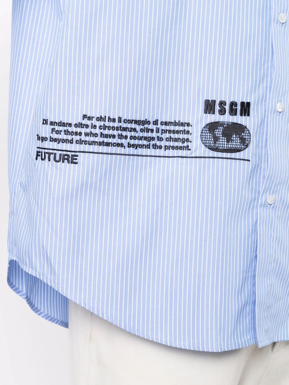 logo-embroidered pinstripe shirt - 5