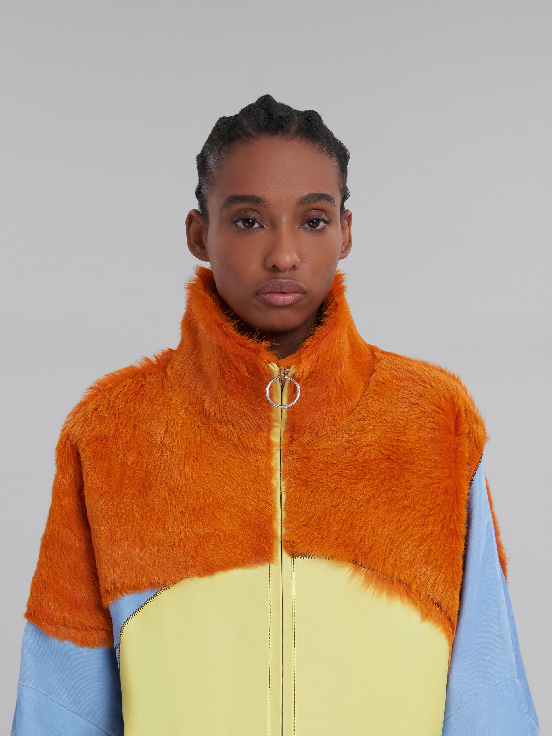 MULTICOLOUR JACKET IN LONG HAIR CALFSKIN WITH INLAYS - 4