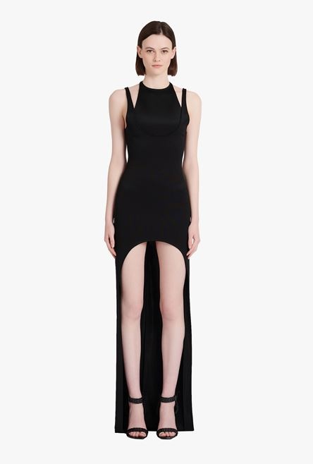 Long black jersey dress - 4