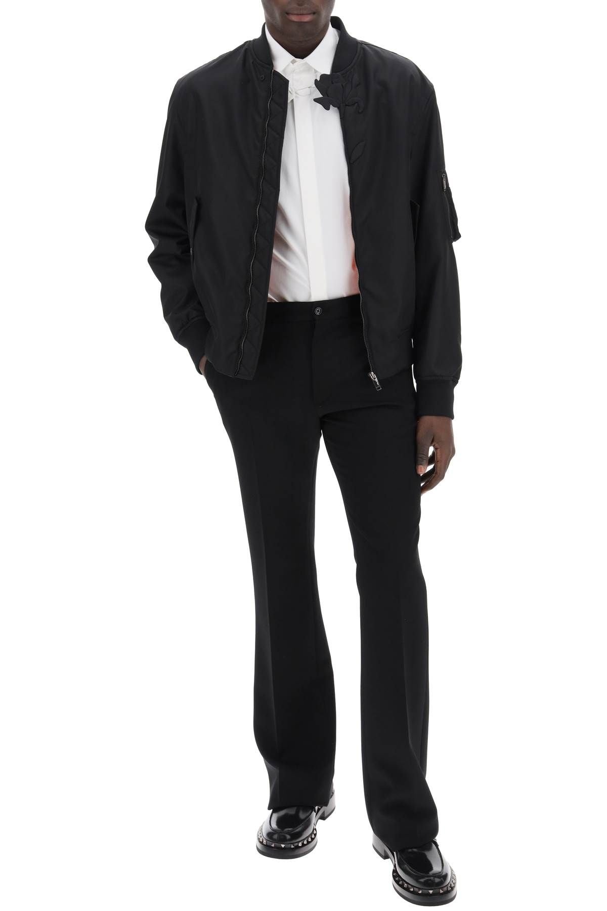 【関税込み】Valentino shirt with flower patch Valentino Garavani flower-appliqué Poplin Shirt | White