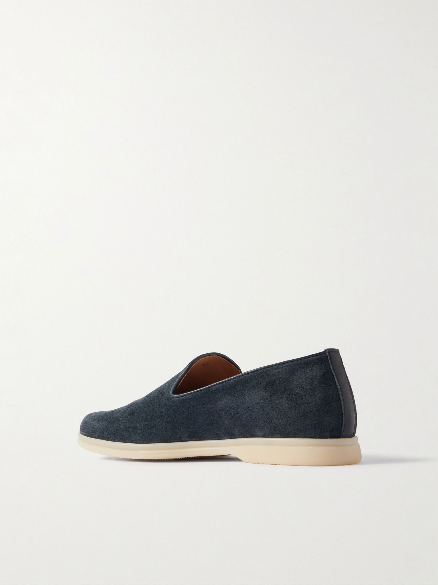 Mod Mare Leather-Trimmed Suede Loafers Navy - 4