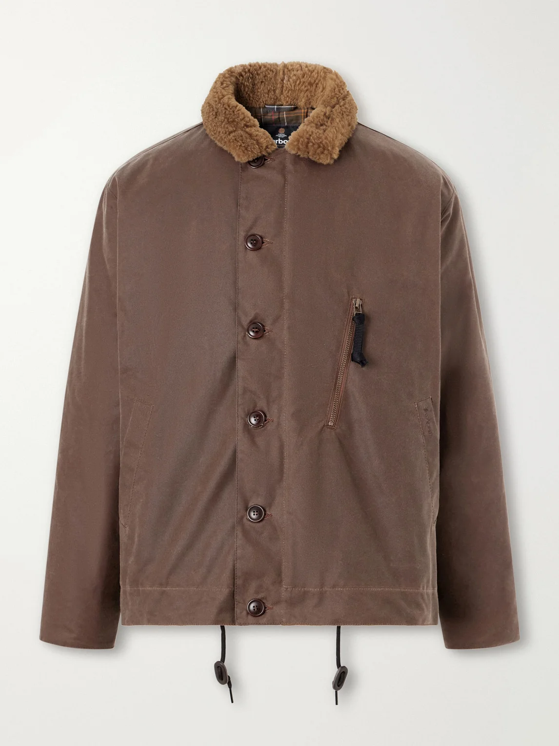 Macklow Plush-Trimmed Waxed-Cotton Jacket - 1