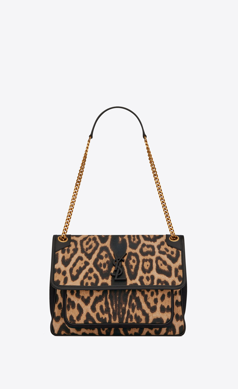 niki medium in leopard-print canvas and smooth leather - 1