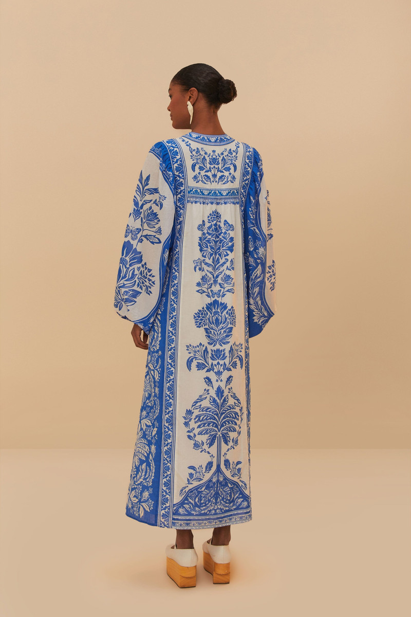 Off-White Delicate Tapestry Long Sleeve Maxi Dress 4