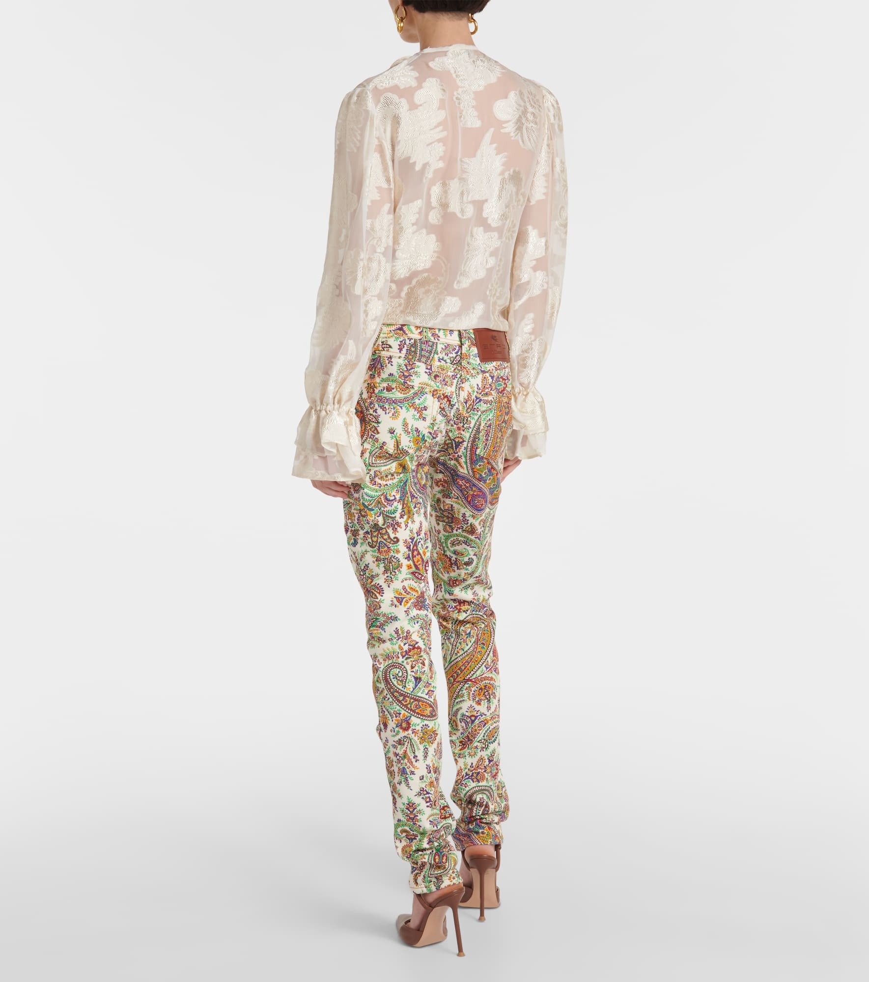 Paisley mid-rise slim jeans - 3