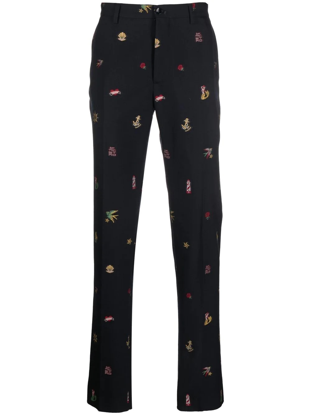 embroidered straight-leg trousers - 1