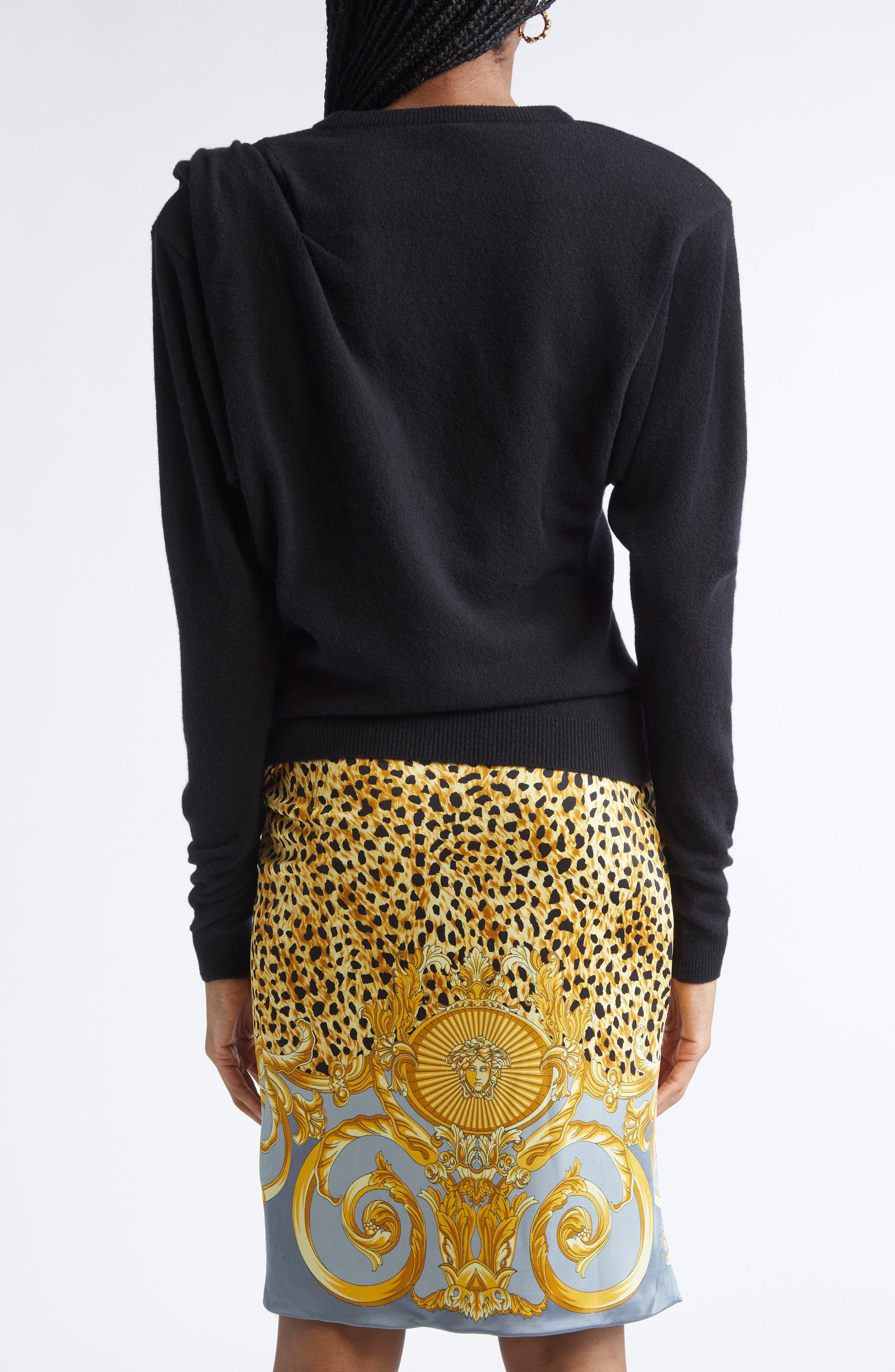 Versace Buckled Virgin Wool Sweater in Black at Nordstrom - 3