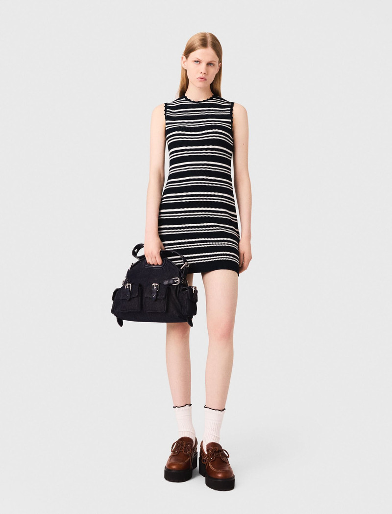 maje Striped mini crochet dress outlook