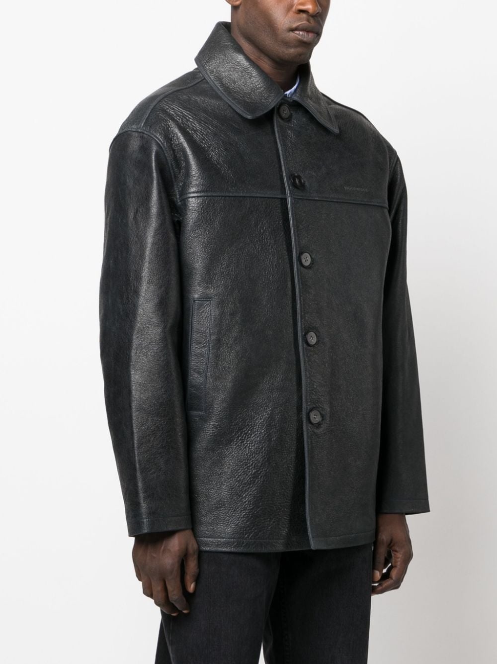leather shirt jacket - 3