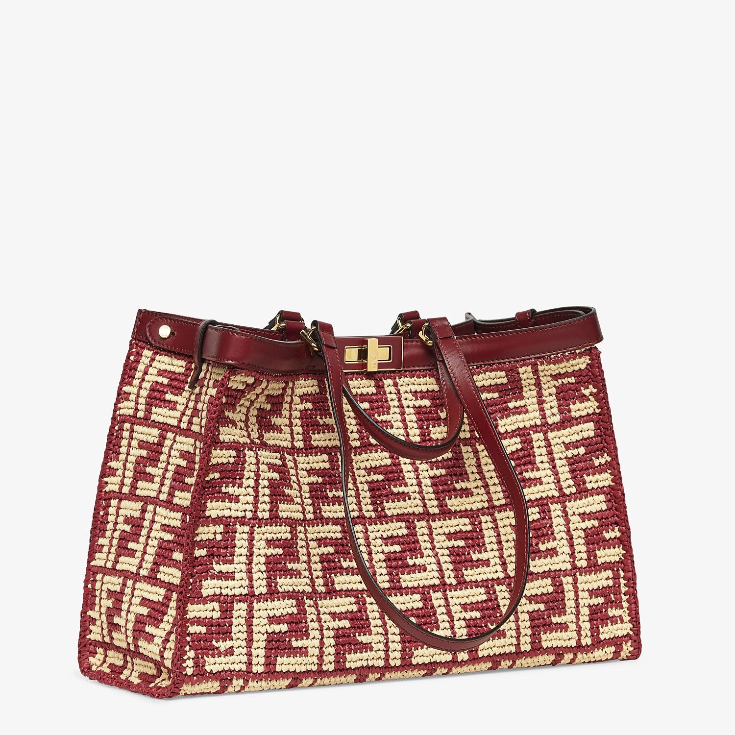 Burgundy FF raffia bag - 3