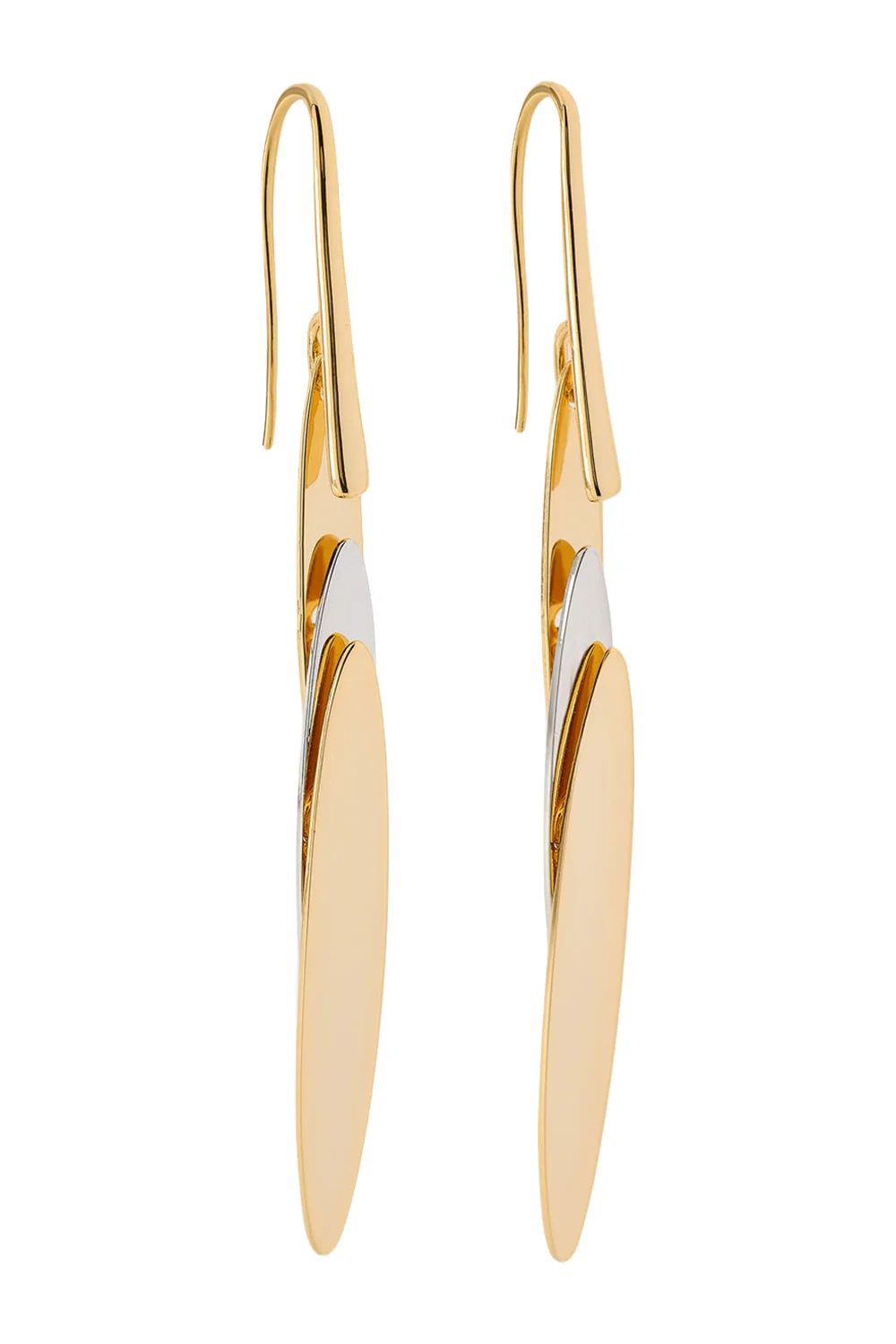 Short Feather Drop Earrings - Silver Yellow - 1