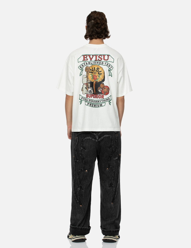 TANUKI AND FORTUNE CAT PRINT LOOSE FIT T-SHIRT 5