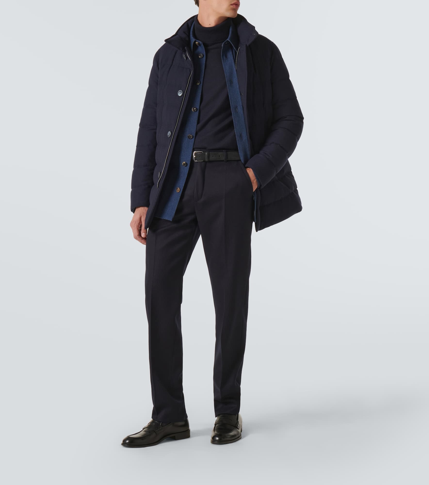 Paneled cashmere-blend down jacket - 2