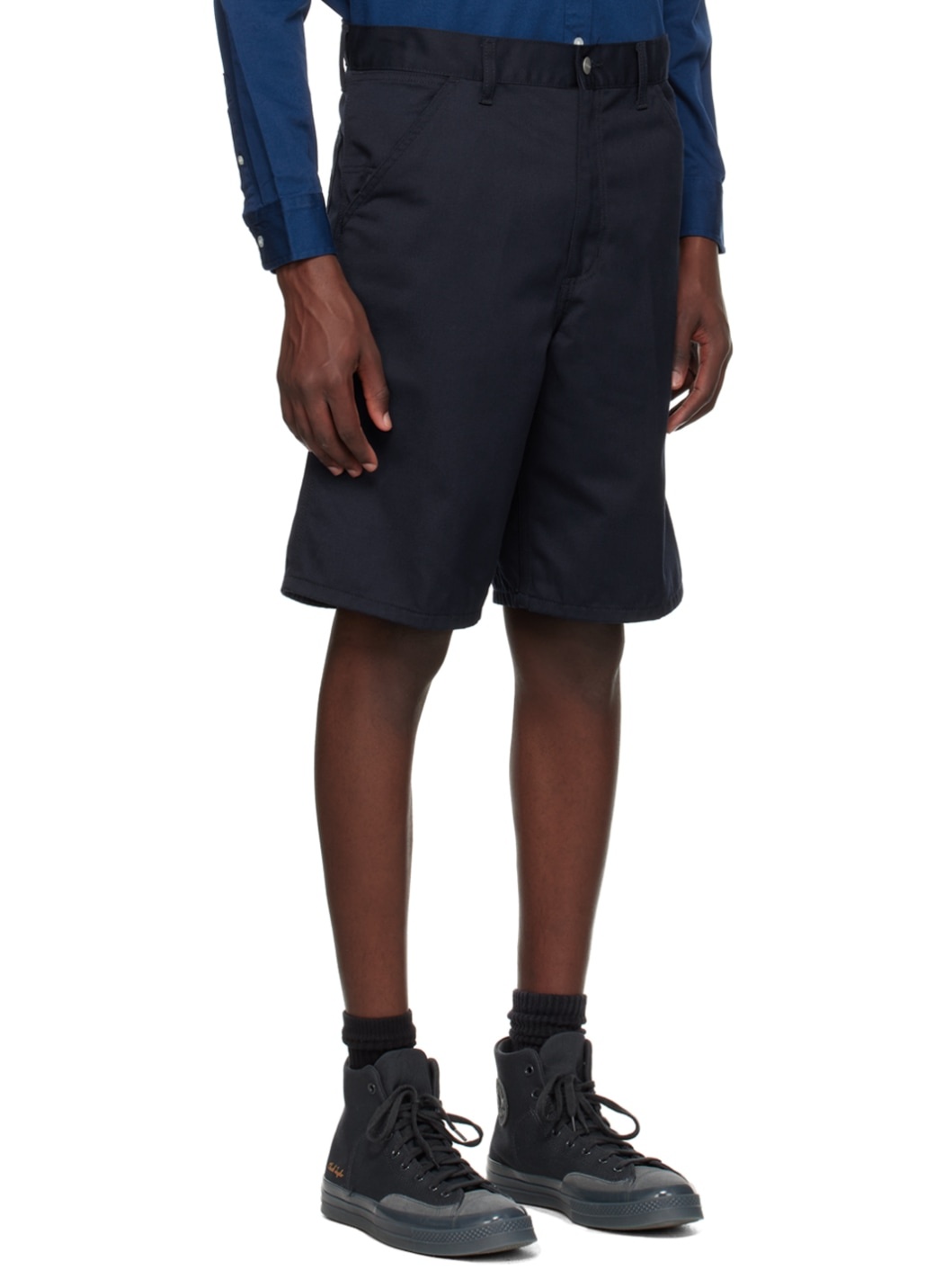 Navy Simple Shorts - 2
