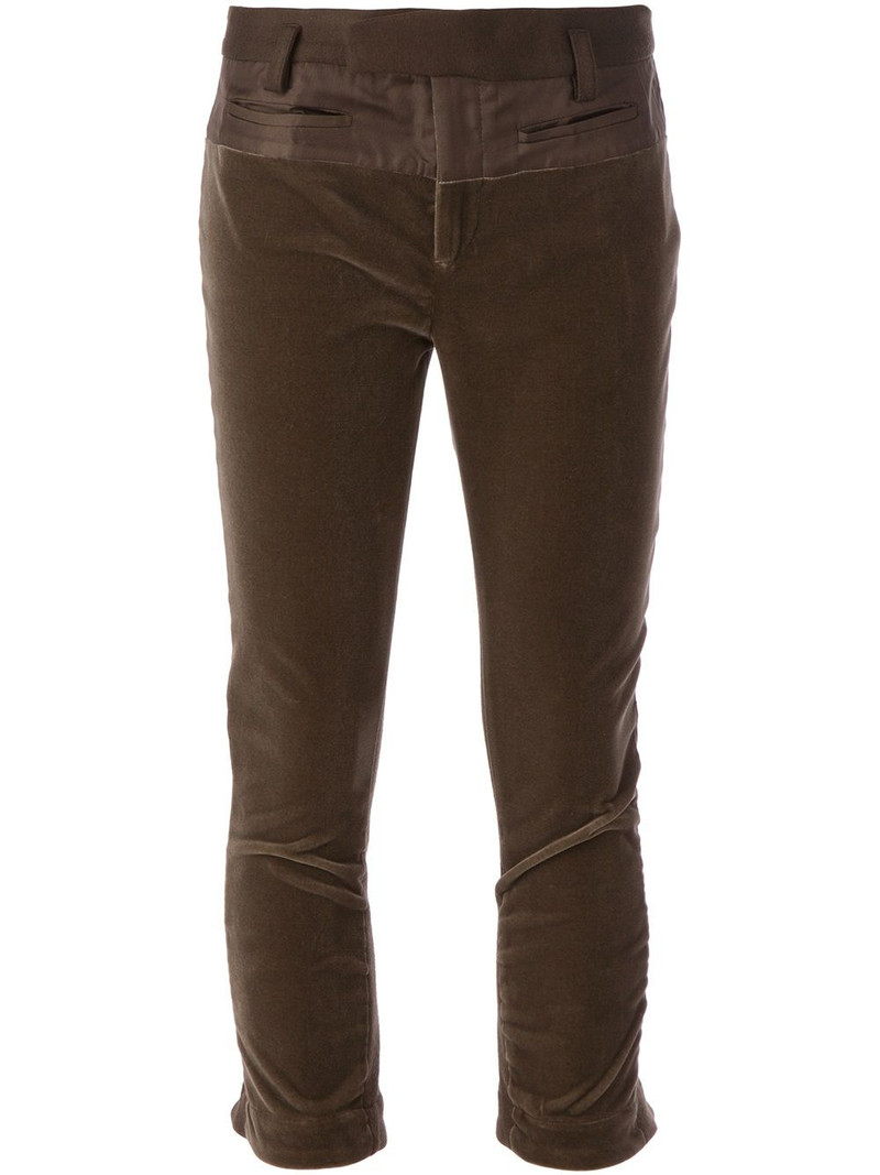 velour effect cropped trousers 1