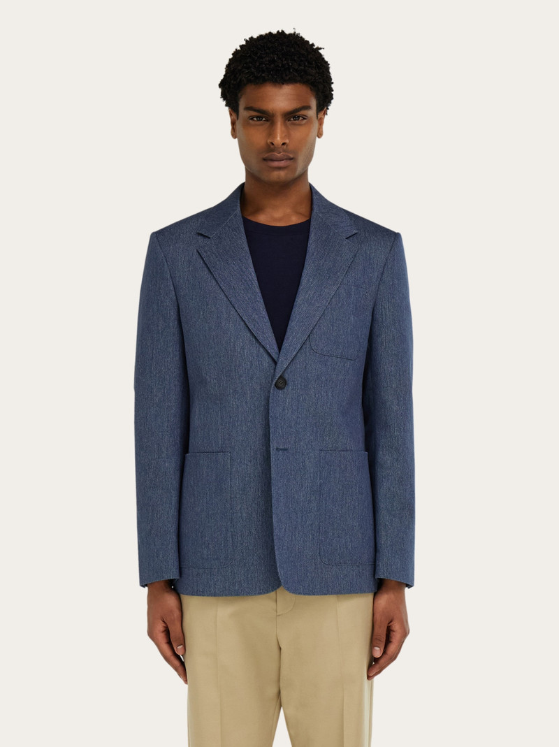 FERRAGAMO Single breasted denim blazer outlook