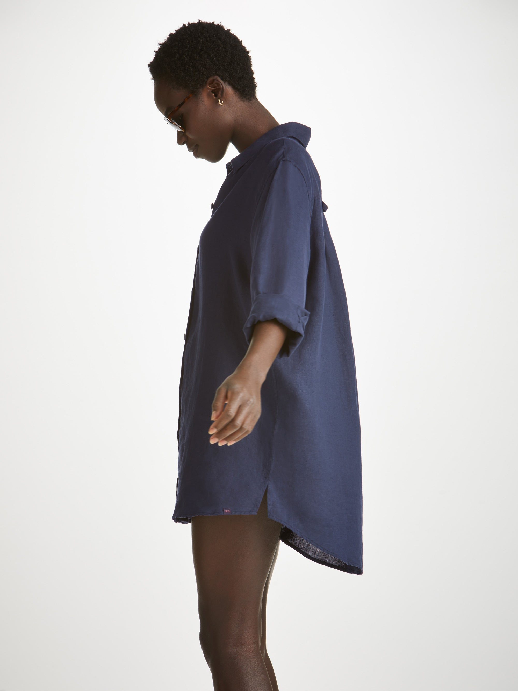Women's Shirt Sicily Linen Navy - 7