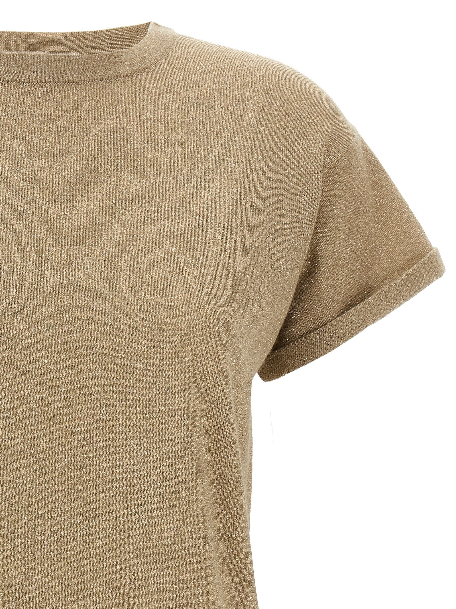 Lamé Cashmere T-Shirt Beige - 3