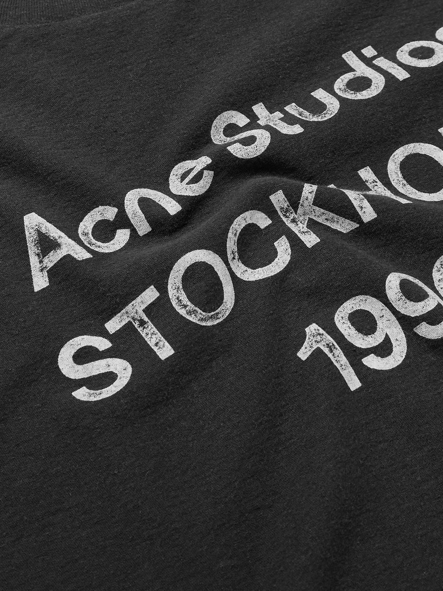 Exford Distressed Logo-Print Cotton-Jersey T-Shirt Black - 4