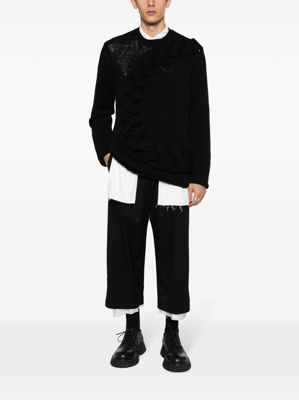 crew-neck chunky cable-knit jumper - 2