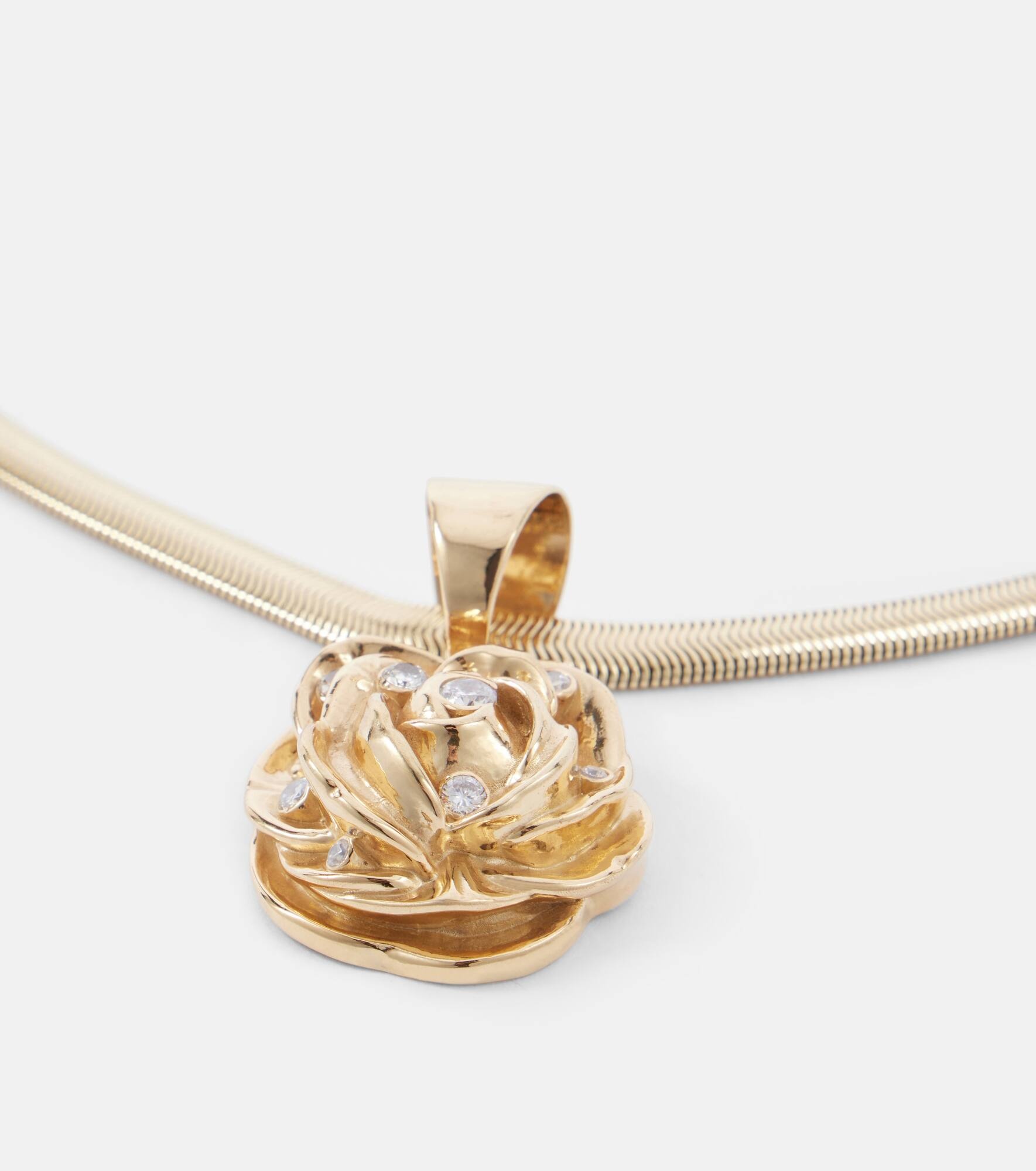 Floral crystal-embellished pendant necklace - 4