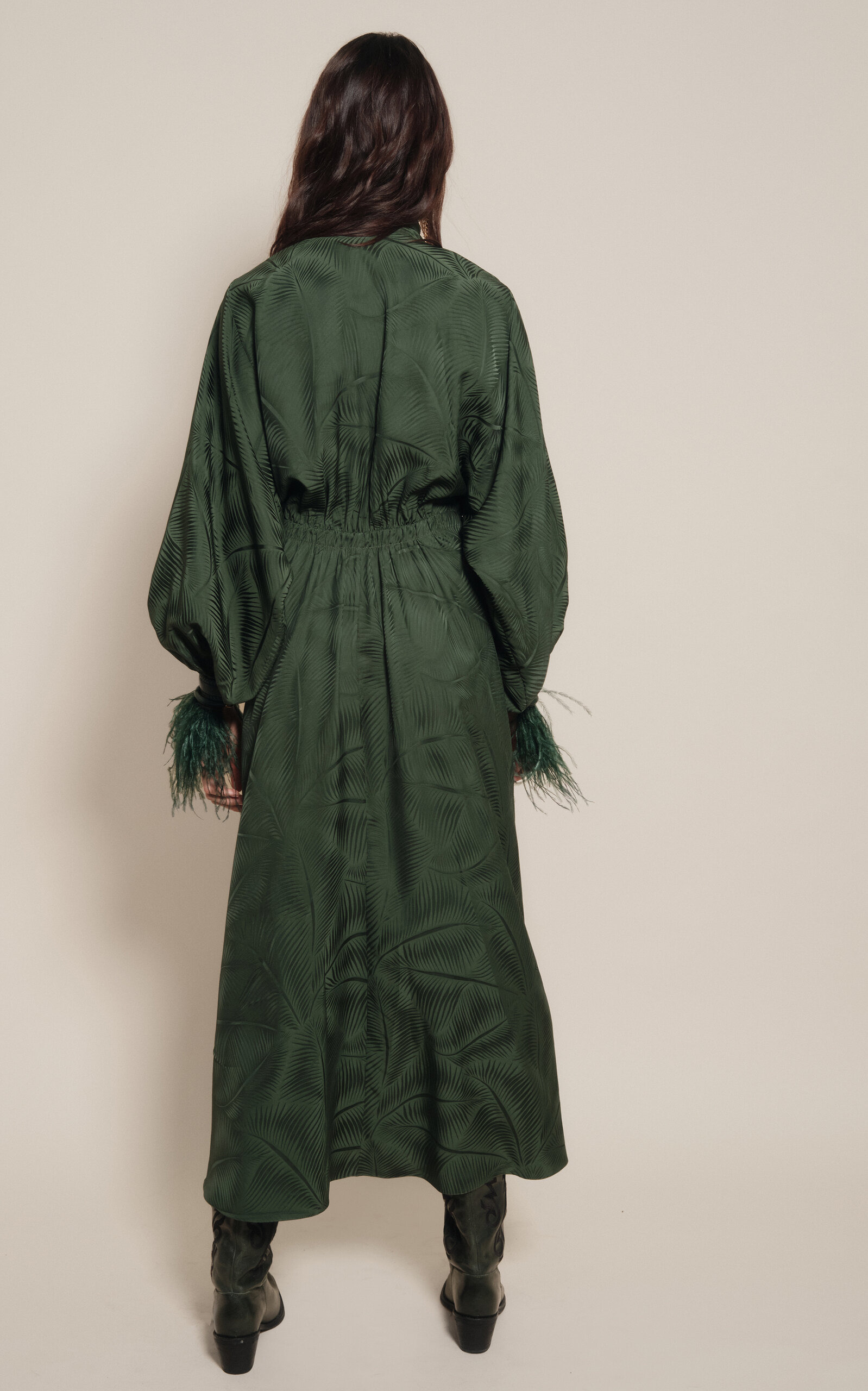 Jacquard Sin Fin Wrap Dress dark green - 4