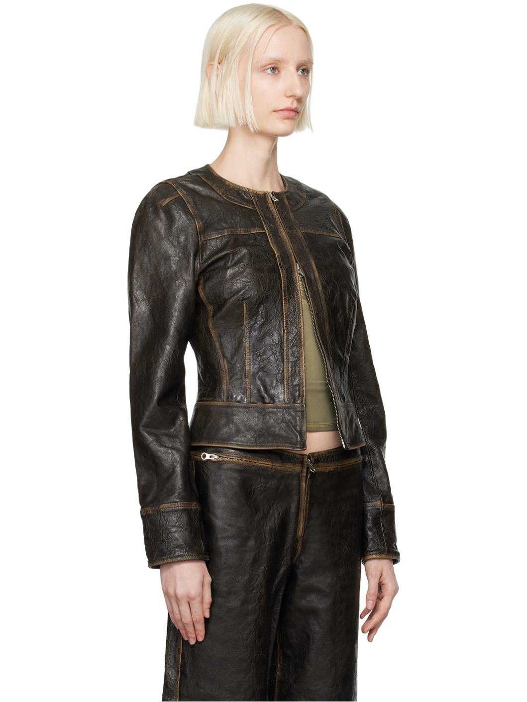 Brown SLK Leather Jacket - 2