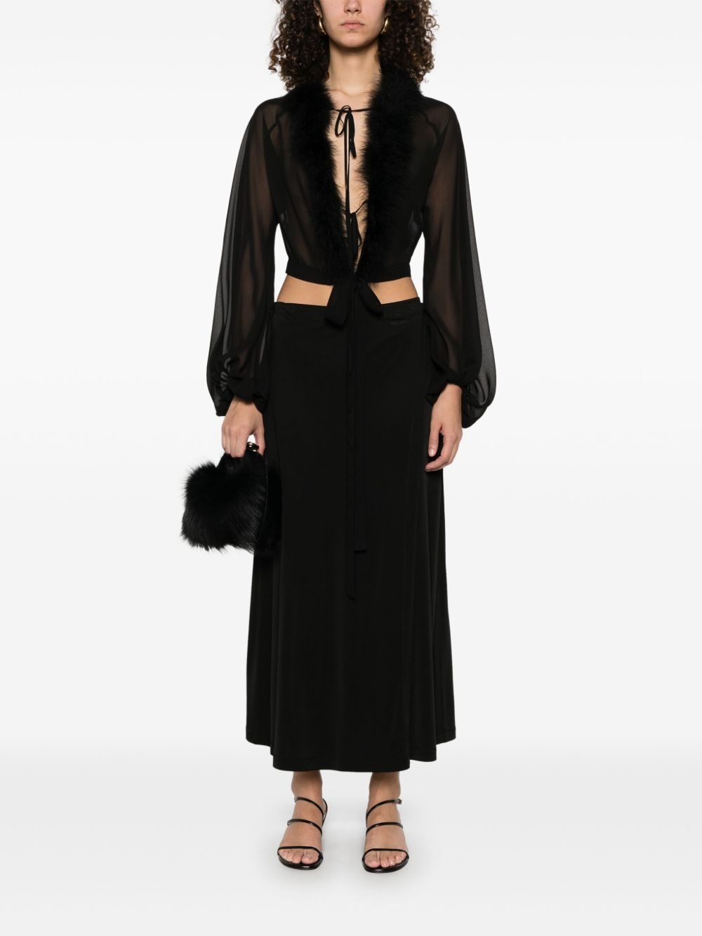 feather-trim georgette blouse - 2