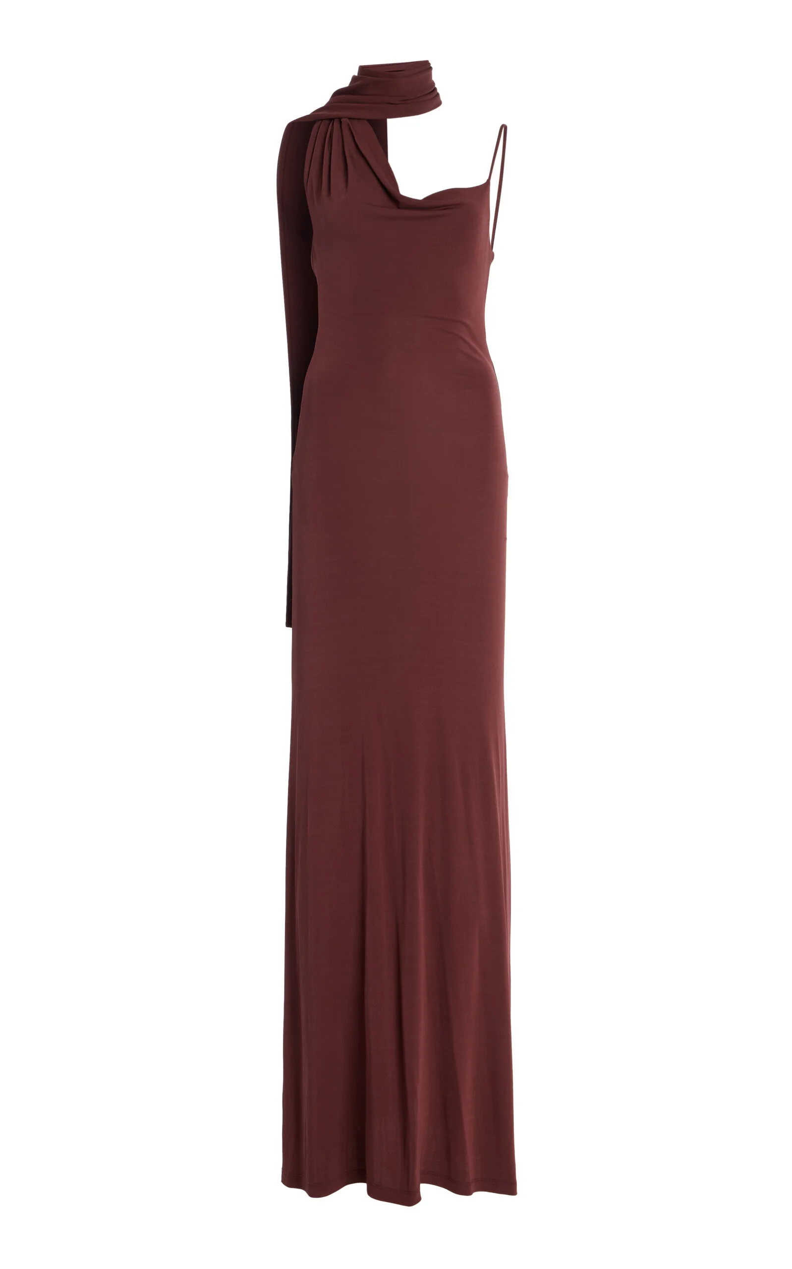 Wisp Draped Stretch-Jersey Maxi Dress burgundy - 1