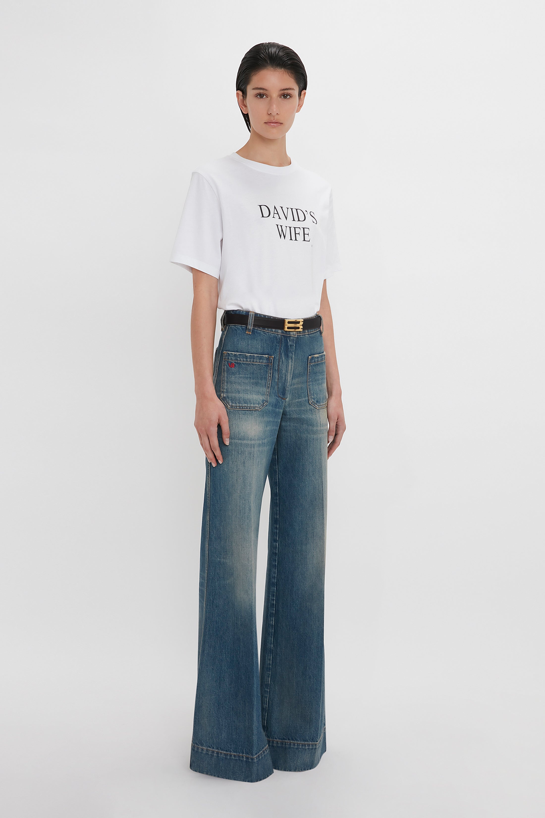 David's Wife' Slogan T-Shirt In White - 3
