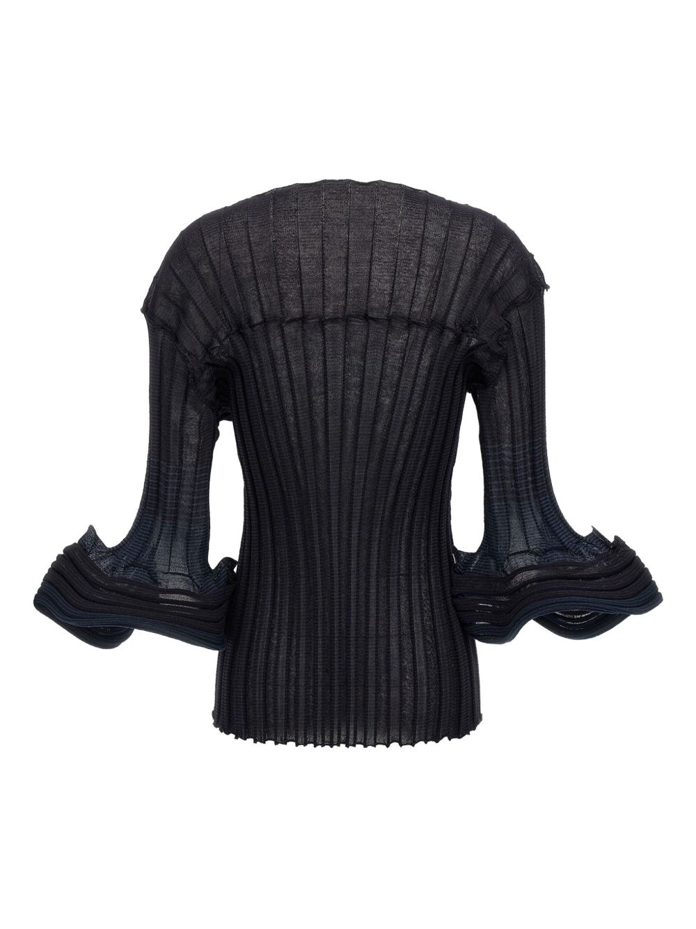 Asagao ribbed bell-sleeve jumper - 2