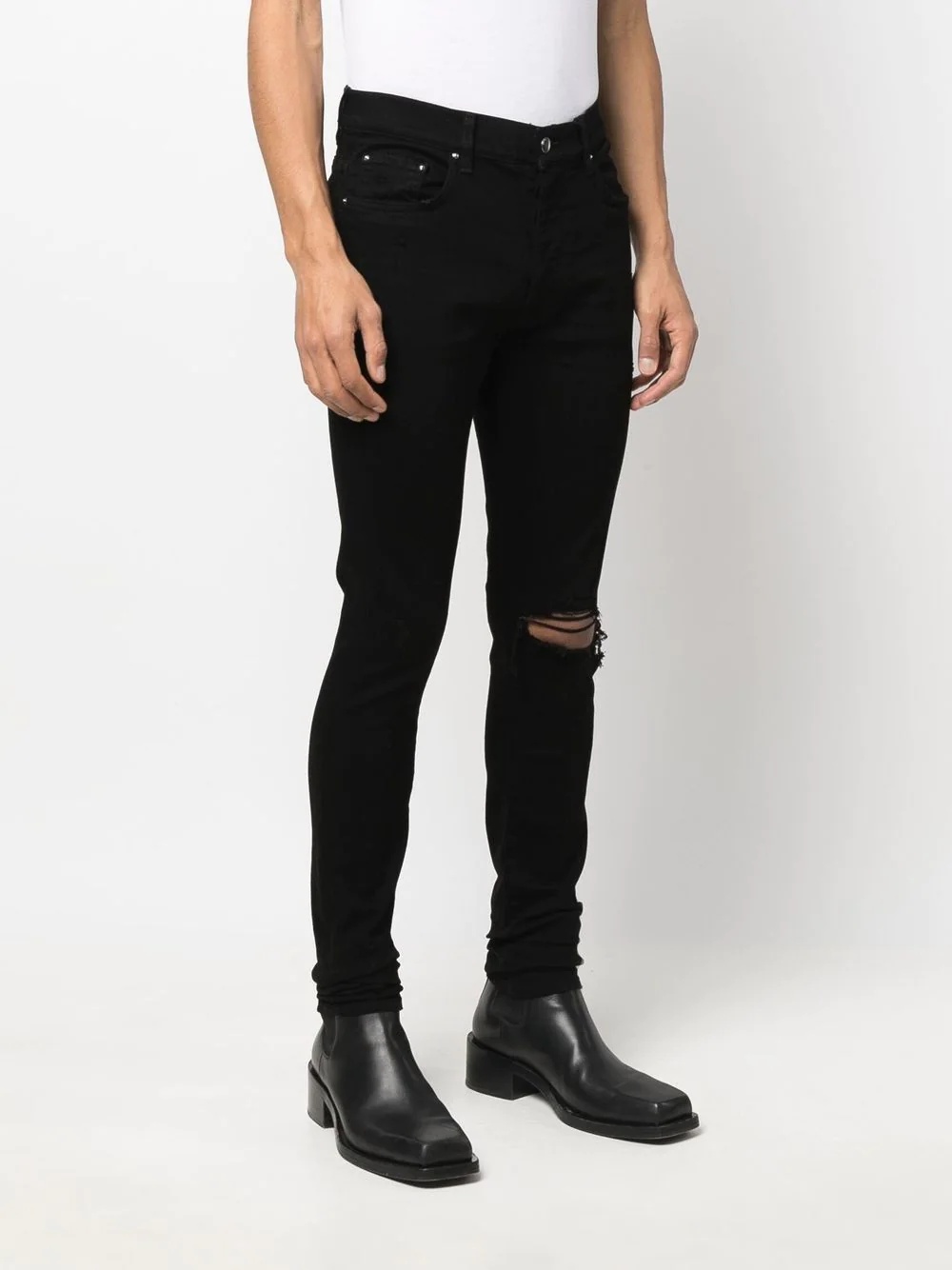 distressed-finish slim-cut jeans - 3