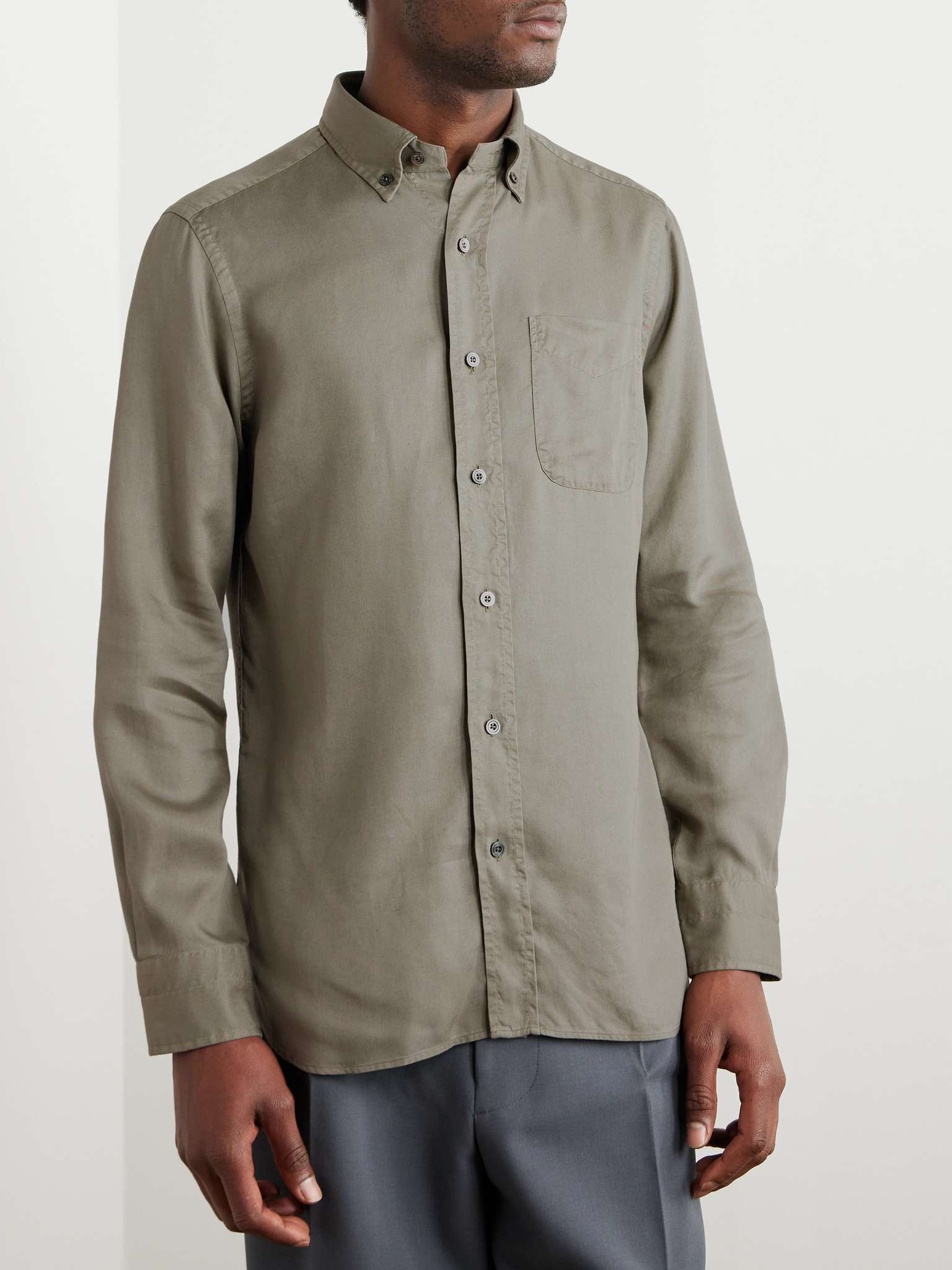 Button-Down Collar Lyocell-Poplin Shirt - 3