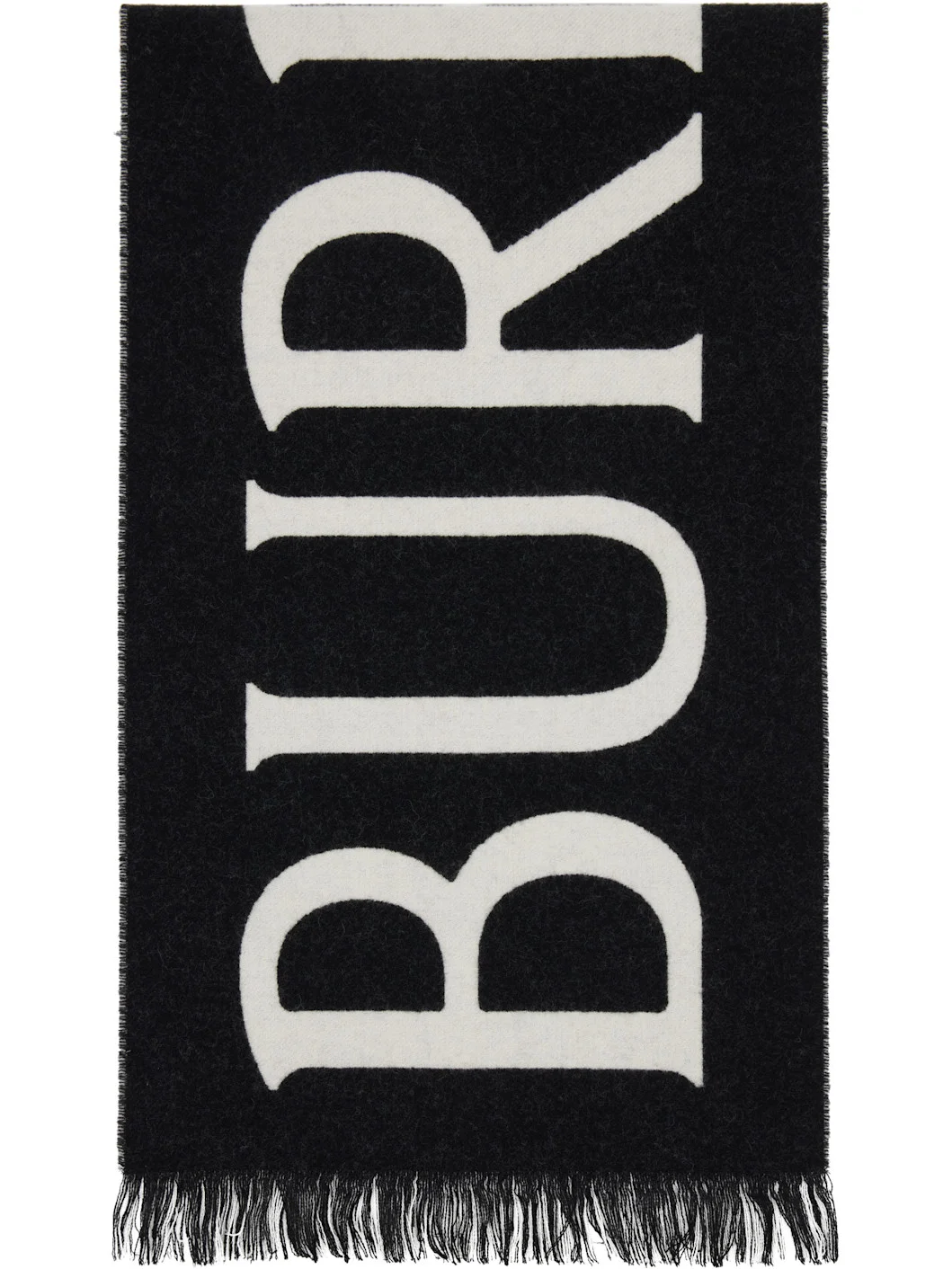 Black & Off-White Logo Wool Scarf - 1