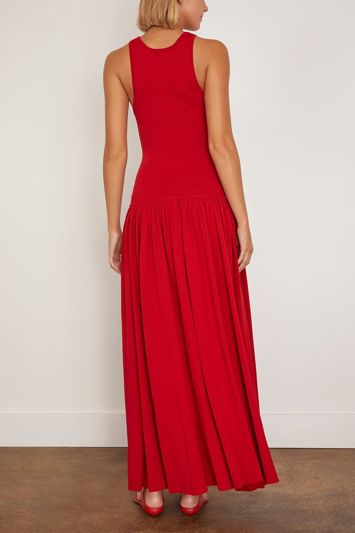 Jada Long Knit Dress in Red - 4