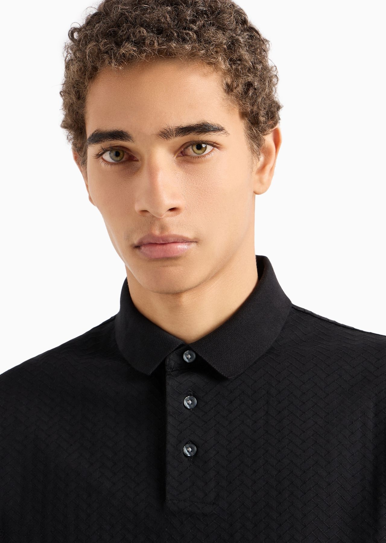 Jacquard-jersey polo shirt with op-art motif - 5