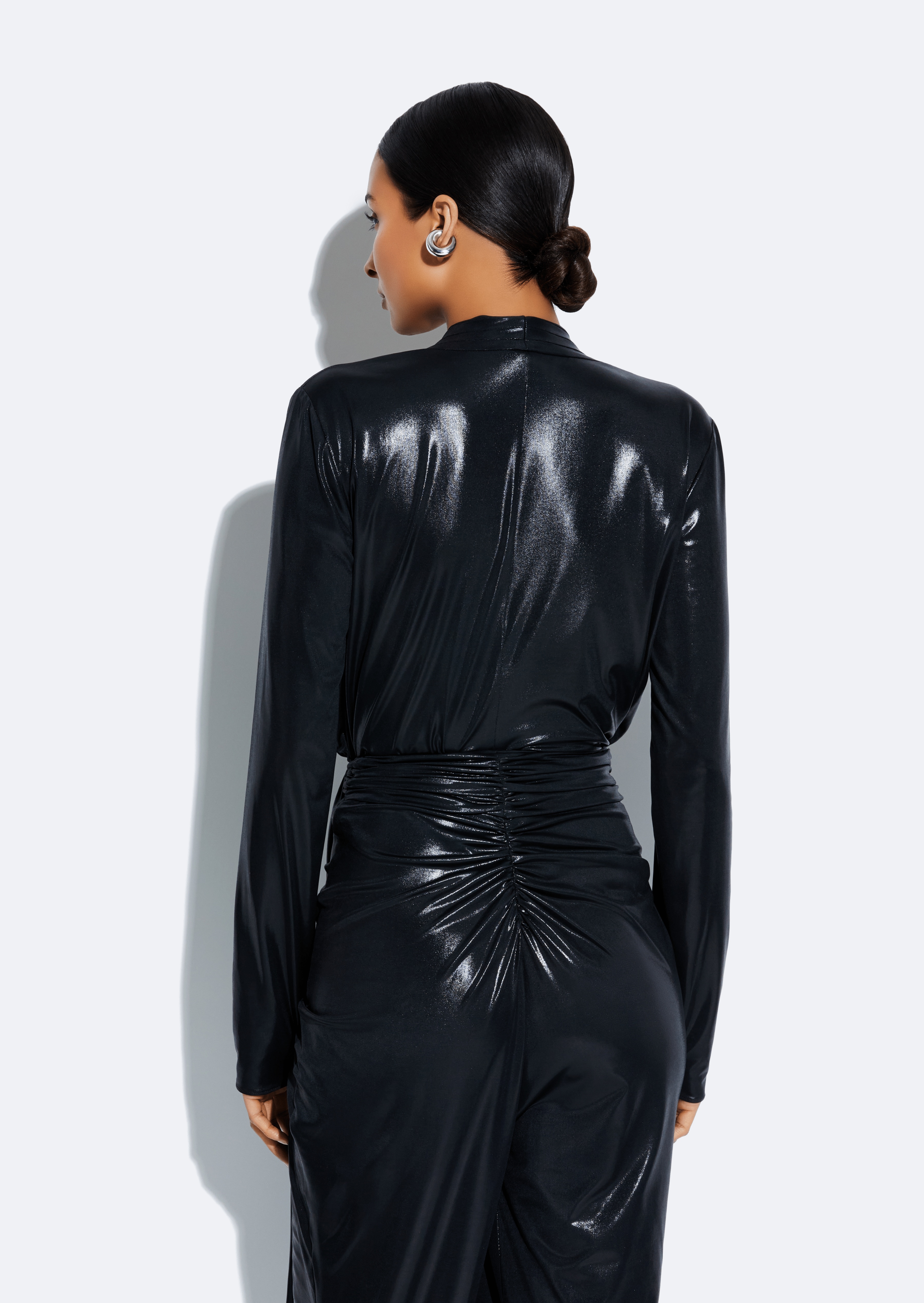 Coated Jersey Wrap Top - 4