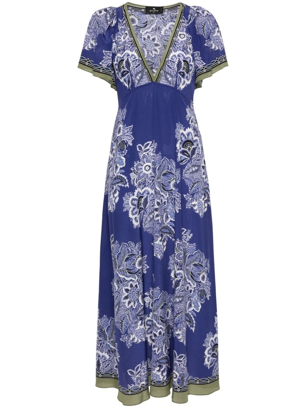 floral-print silk maxi dress - 1