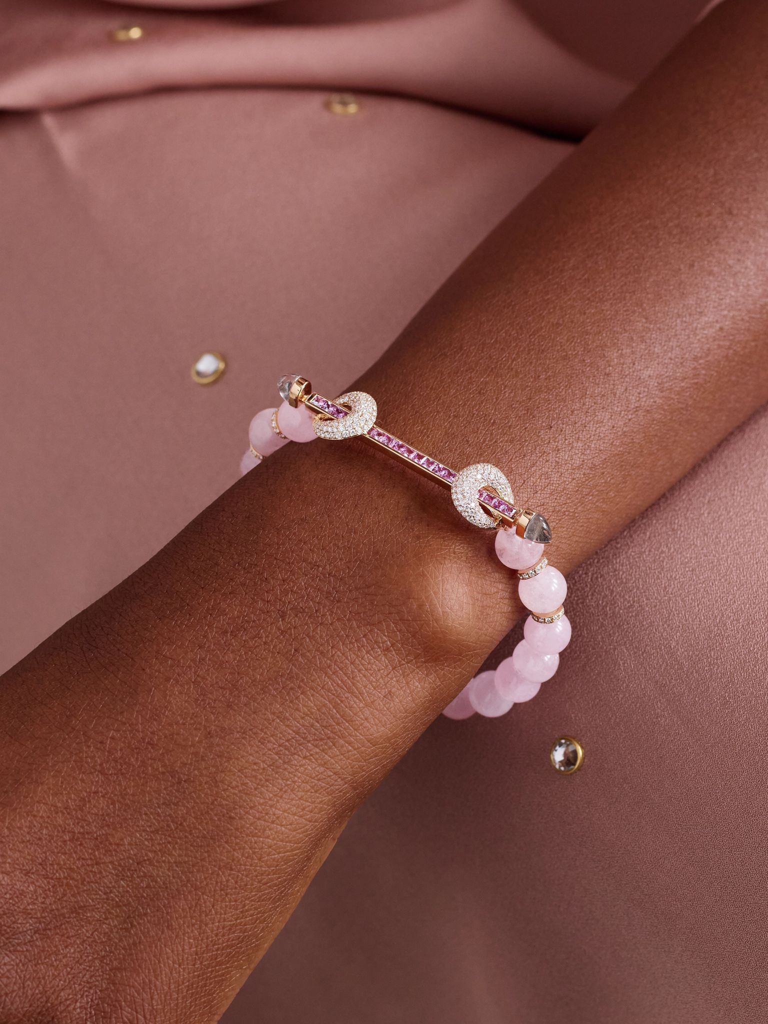 Chakra 18-karat rose gold multi-stone bracelet Pink - 2