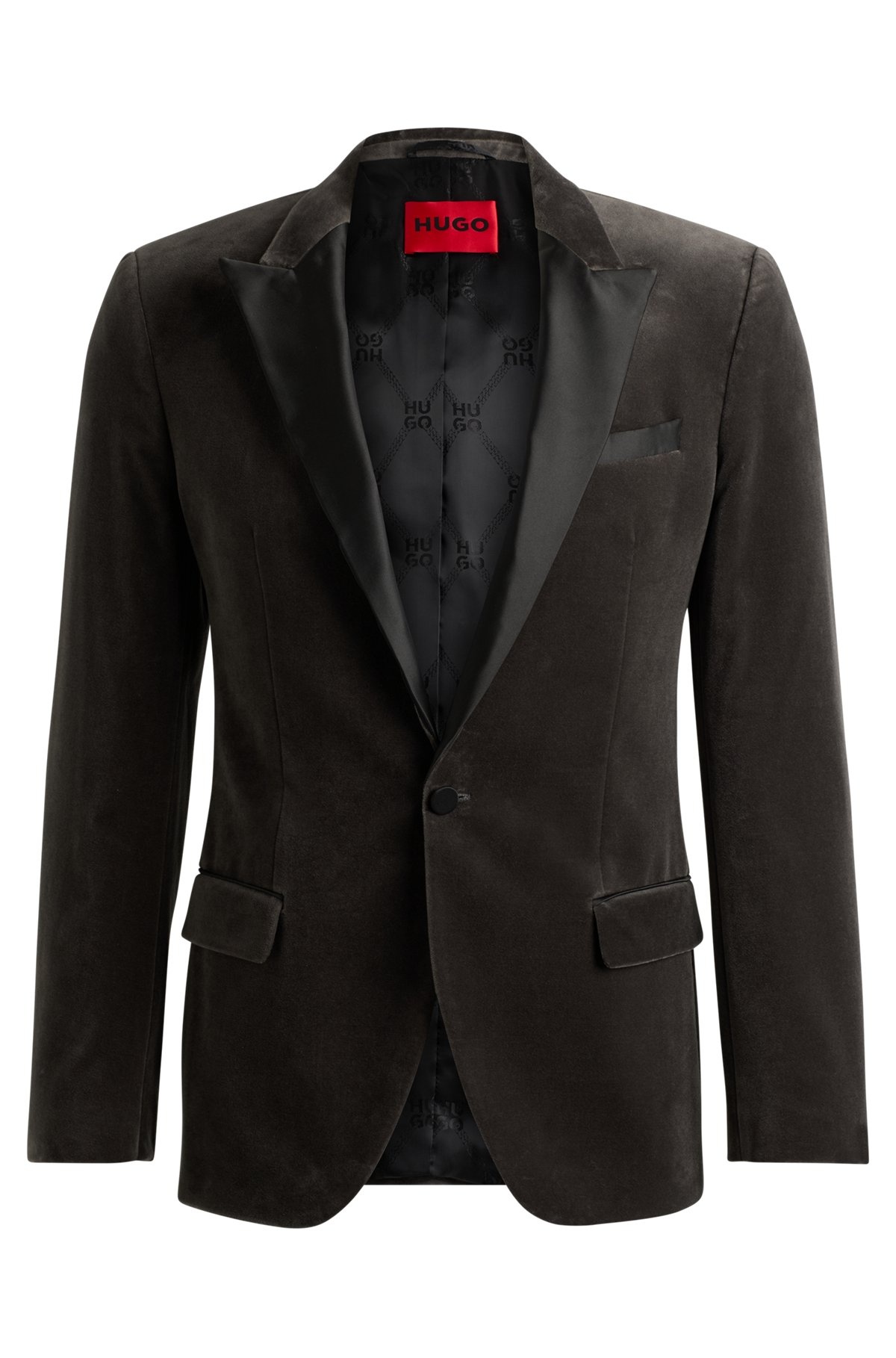 SLIM-FIT EVENING JACKET IN PERFORMANCE-STRETCH COTTON VELVET - 1