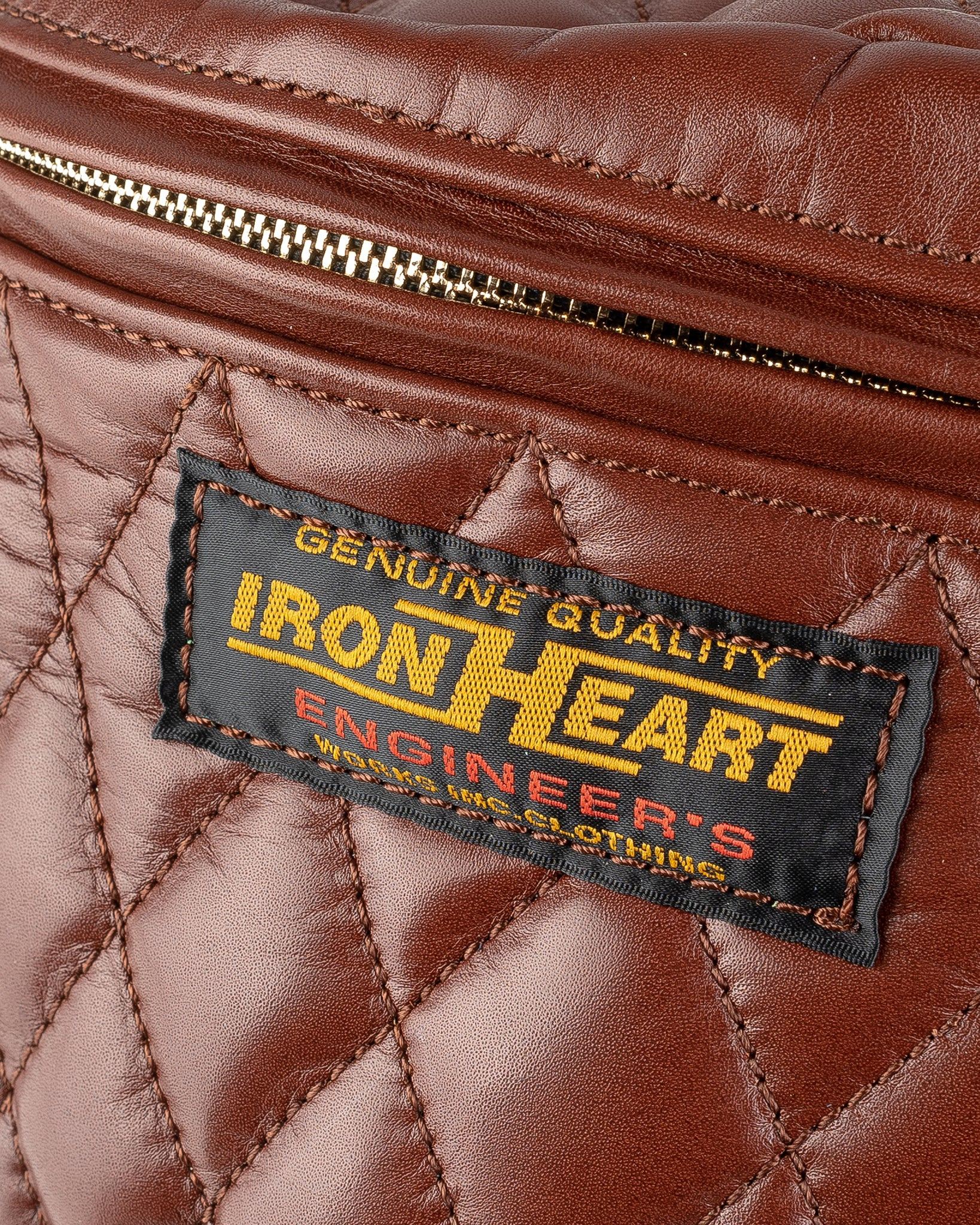 IHE-45-BRN Diamond Stitched Leather Waist Bag - Brown - 5