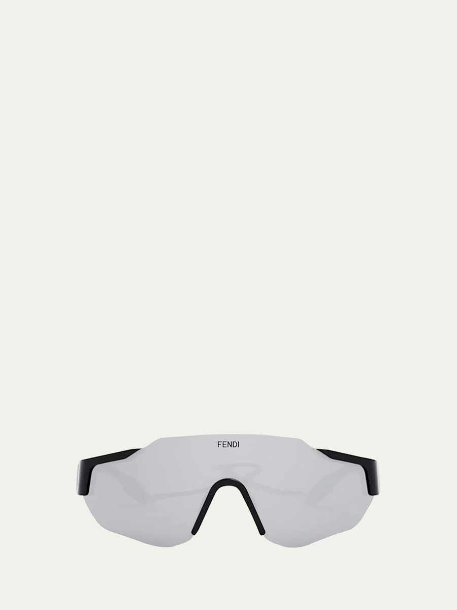 Men's Rimless Nylon Wrap Sunglasses with Lanyard - 1