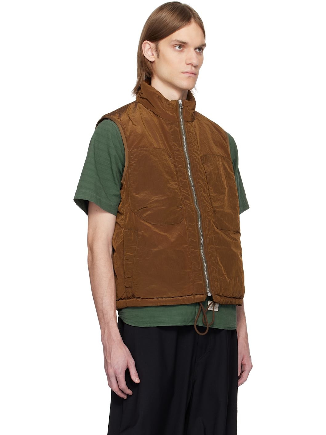 Brown Treker Shiny Nylon Vest - 2