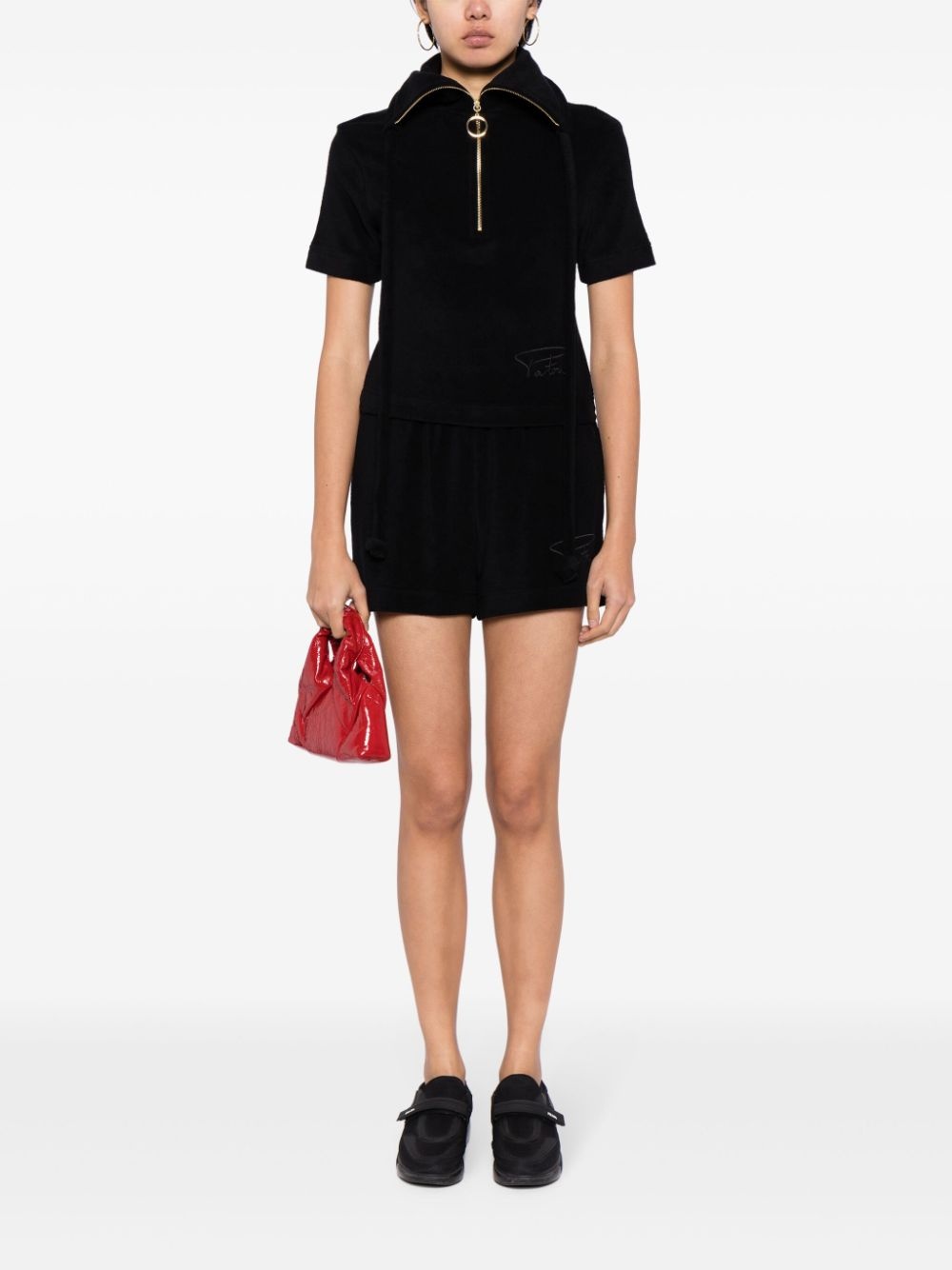 logo-embroidered terry shorts - 2