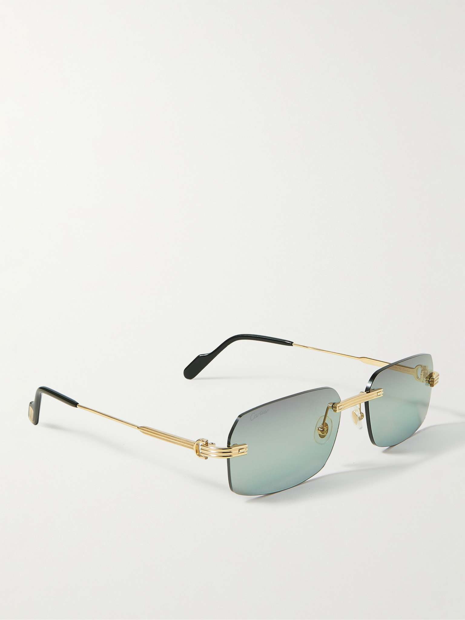 Rimless Rectangular-Frame Gold-Tone Sunglasses - 3